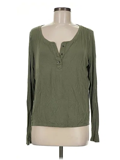 Pre-owned American Eagle Outfitters Long Sleeve Henley Shirt In Green
