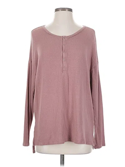Pre-owned American Eagle Outfitters Long Sleeve Henley Shirt In Pink