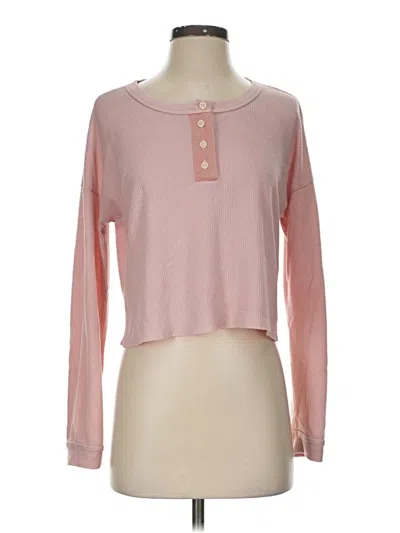 Pre-owned American Eagle Outfitters Long Sleeve Henley Shirt In Pink