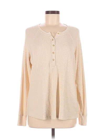 Pre-owned American Eagle Outfitters Long Sleeve Henley Shirt In White