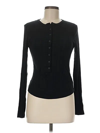 Pre-owned American Eagle Outfitters Long Sleeve Polo Shirt In Black