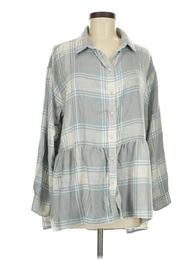 Pre-owned American Eagle Outfitters Long Sleeve Polo Shirt In Gray
