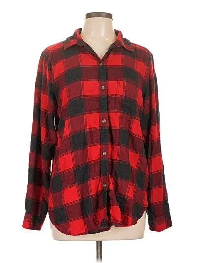 Pre-owned American Eagle Outfitters Long Sleeve Polo Shirt In Red