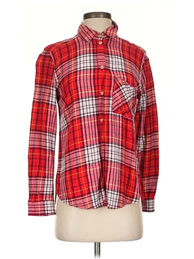 Pre-owned American Eagle Outfitters Long Sleeve Polo Shirt In Red