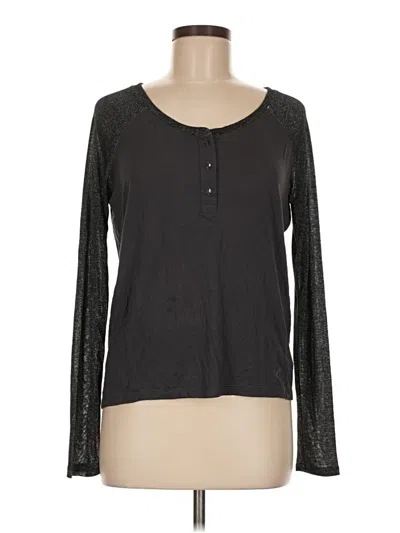 Pre-owned American Eagle Outfitters Long Sleeve Top Black Keyhole Neckline Tops