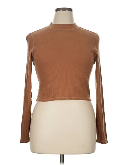 Pre-owned American Eagle Outfitters Long Sleeve Top Brown Turtleneck Tops
