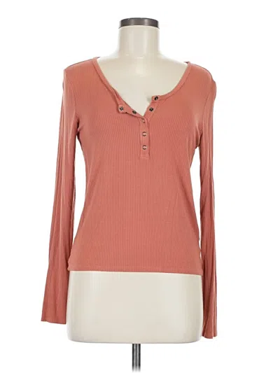 Pre-owned American Eagle Outfitters Long Sleeve Top Orange V-neck Tops