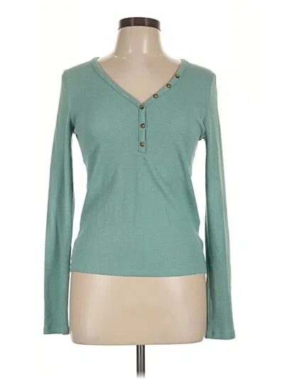 Pre-owned American Eagle Outfitters Long Sleeve Top Teal V-neck Tops