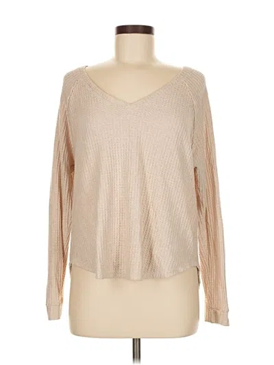 Pre-owned American Eagle Outfitters Long Sleeve T-shirt In Tan