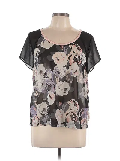 Pre-owned American Eagle Outfitters Short Sleeve Blouse In Black