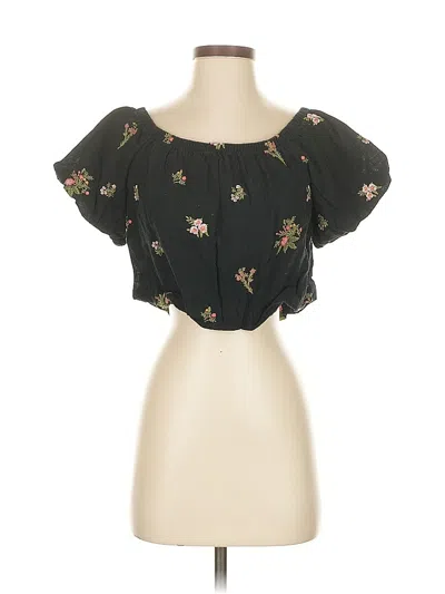 Pre-owned American Eagle Outfitters Short Sleeve Blouse In Black