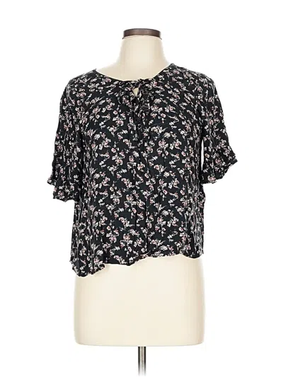 Pre-owned American Eagle Outfitters Short Sleeve Blouse In Black