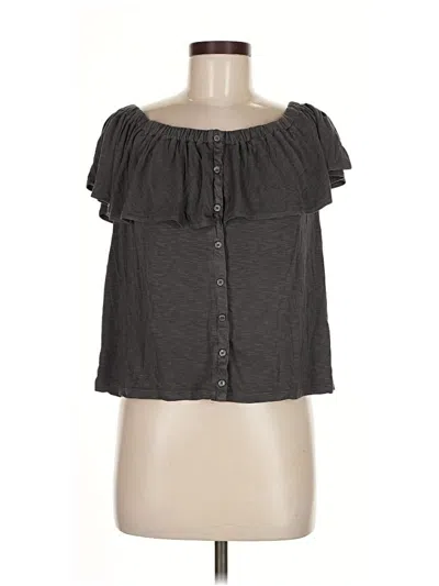 Pre-owned American Eagle Outfitters Short Sleeve Blouse In Black