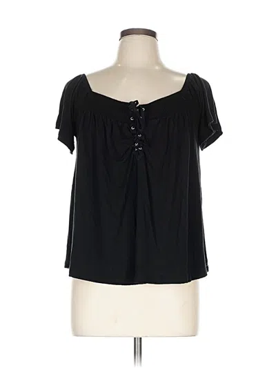 Pre-owned American Eagle Outfitters Short Sleeve Blouse In Black