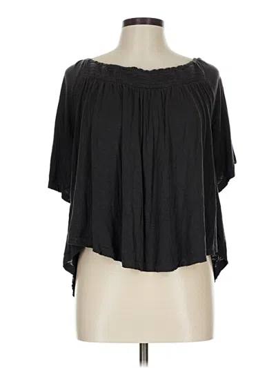 Pre-owned American Eagle Outfitters Short Sleeve Blouse In Black