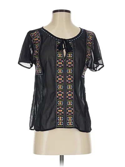 Pre-owned American Eagle Outfitters Short Sleeve Blouse In Black