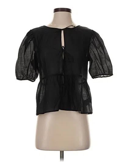 Pre-owned American Eagle Outfitters Short Sleeve Blouse In Black