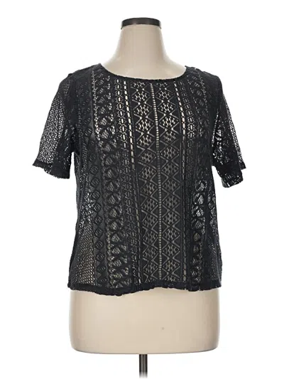Pre-owned American Eagle Outfitters Short Sleeve Blouse In Black