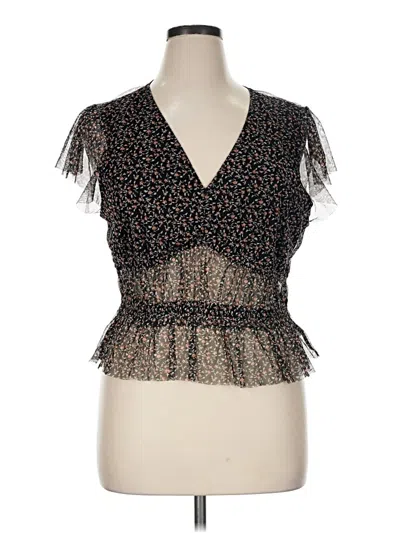 Pre-owned American Eagle Outfitters Short Sleeve Blouse In Black