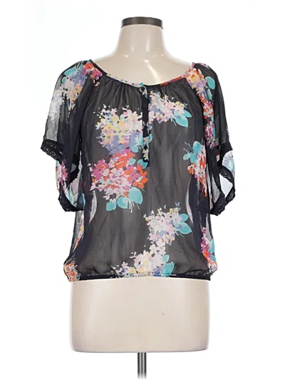 Pre-owned American Eagle Outfitters Short Sleeve Blouse In Black