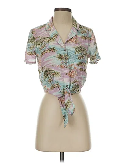 Pre-owned American Eagle Outfitters Short Sleeve Blouse In Blue