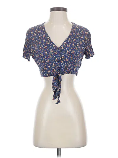 Pre-owned American Eagle Outfitters Short Sleeve Blouse In Blue