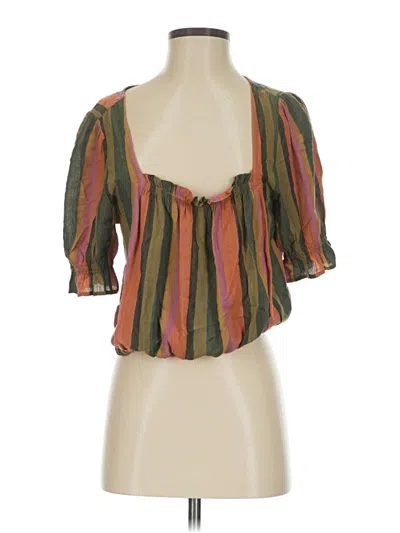 Pre-owned American Eagle Outfitters Short Sleeve Blouse In Brown