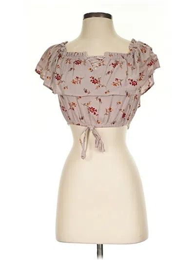 Pre-owned American Eagle Outfitters Short Sleeve Blouse In Brown