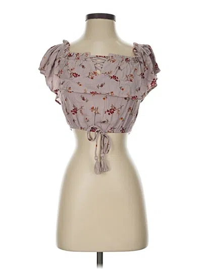 Pre-owned American Eagle Outfitters Short Sleeve Blouse In Brown