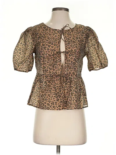 Pre-owned American Eagle Outfitters Short Sleeve Blouse In Brown