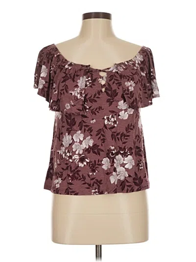 Pre-owned American Eagle Outfitters Short Sleeve Blouse In Burgundy