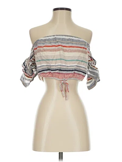 Pre-owned American Eagle Outfitters Short Sleeve Blouse In Gray