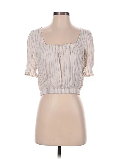 Pre-owned American Eagle Outfitters Short Sleeve Blouse In Ivory