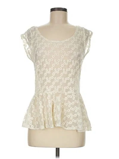 Pre-owned American Eagle Outfitters Short Sleeve Blouse In Ivory