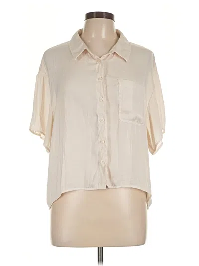Pre-owned American Eagle Outfitters Short Sleeve Blouse In Ivory
