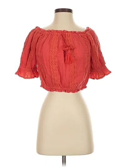 Pre-owned American Eagle Outfitters Short Sleeve Blouse In Red