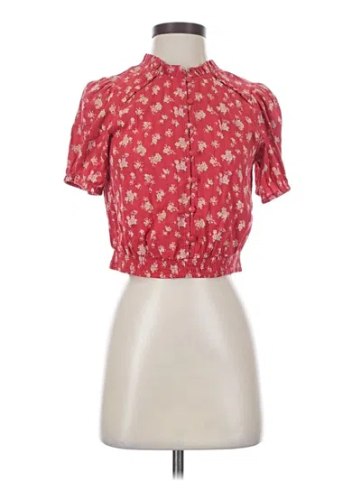 Pre-owned American Eagle Outfitters Short Sleeve Blouse In Red