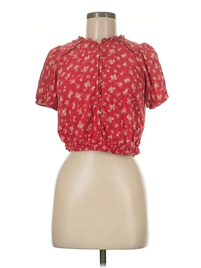 Pre-owned American Eagle Outfitters Short Sleeve Blouse In Red