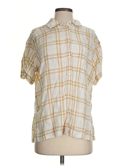 Pre-owned American Eagle Outfitters Short Sleeve Blouse In Tan