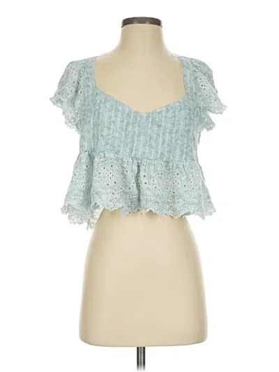 Pre-owned American Eagle Outfitters Short Sleeve Blouse In Teal