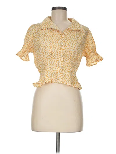 Pre-owned American Eagle Outfitters Short Sleeve Blouse In Yellow