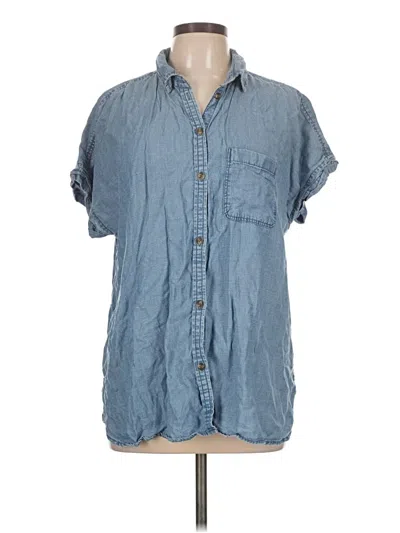 Pre-owned American Eagle Outfitters Short Sleeve Button Down Shirt In Blue