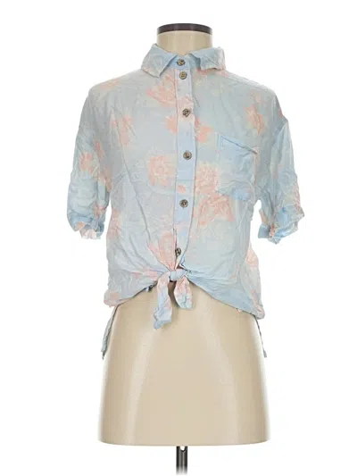 Pre-owned American Eagle Outfitters Short Sleeve Button Down Shirt In Blue