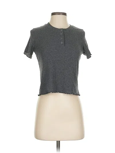 Pre-owned American Eagle Outfitters Short Sleeve Henley Shirt In Black