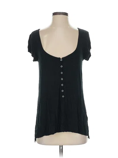 Pre-owned American Eagle Outfitters Short Sleeve Henley Shirt In Black