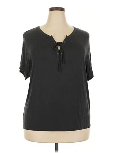 Pre-owned American Eagle Outfitters Short Sleeve Henley Shirt In Black