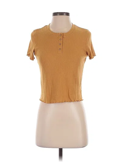 Pre-owned American Eagle Outfitters Short Sleeve Henley Shirt In Brown