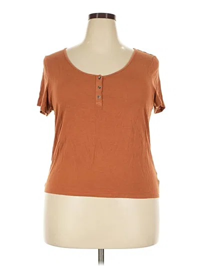 Pre-owned American Eagle Outfitters Short Sleeve Henley Shirt In Brown