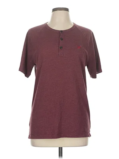 Pre-owned American Eagle Outfitters Short Sleeve Henley Shirt In Burgundy