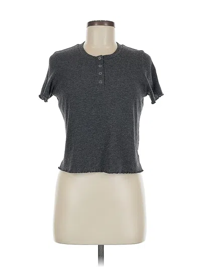 Pre-owned American Eagle Outfitters Short Sleeve Henley Shirt In Gray